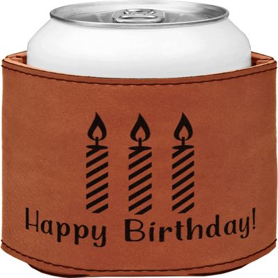 Personalized Happy Birthday Leatherette Can Sleeve - Double Sided