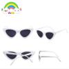 FOURCHEN Sunglasses for kids, Bold Retro Oval Mod Thick Frame Sunglasses Round Lens Clout Goggles (cat eye white) view 2
