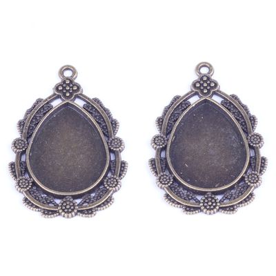 Parkour Zinc Alloy Electroplate Aantique Bronze Retro Flower Drop Shape Earrings DIY Accessories Pack of 10