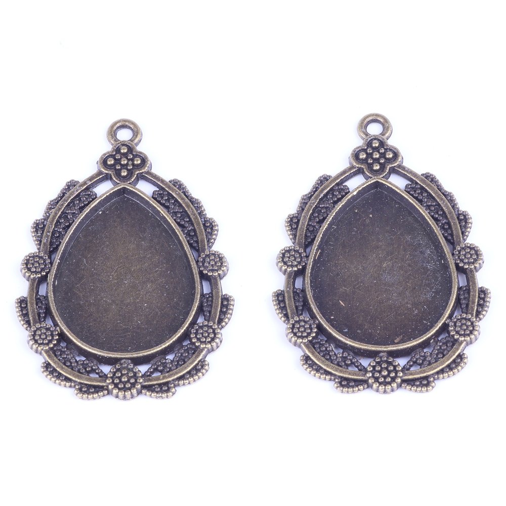 Parkour Zinc Alloy Electroplate Aantique Bronze Retro Flower Drop Shape Earrings DIY Accessories Pack of 10