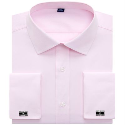 Alimens & Gentle French Cuff Regular Fit Dress Shirts (Cufflink Included), Twilled Pink, 18.5" Neck - 36"/37" Sleeve