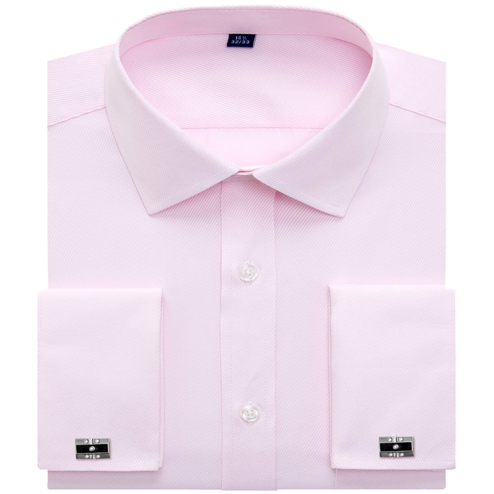 Alimens & Gentle French Cuff Regular Fit Dress Shirts (Cufflink Included), Twilled Pink, 18.5" Neck - 36"/37" Sleeve