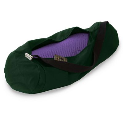 Premium Cotton Yoga Mat Bag with Shoulder Strap - Durable, Breathable and Lightweight Gym Bag to Carry the Extra Large Mat Size - Ideal for Yoga, Pilates & Fitness Equipment - 8" X 32", Forest Green