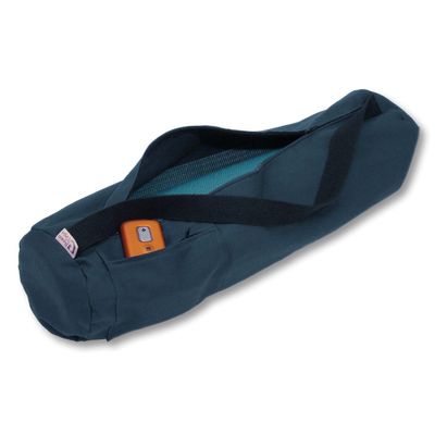 Premium Cotton Yoga Mat Bag with Shoulder Strap - Durable, Breathable and Lightweight Gym Bag to Carry the Extra Large Mat Size - Ideal for Yoga, Pilates & Fitness Equipment - 8" X 32", Navy