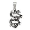 925 Sterling Silver Antiqued and Textured Dragon Shaped Pendant view 1