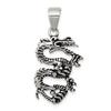 925 Sterling Silver Antiqued and Textured Dragon Shaped Pendant view 3