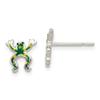 925 Sterling Silver Polished Enamel Frog Post Earrings view 1