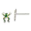925 Sterling Silver Polished Enamel Frog Post Earrings view 3