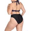 bestselling Women Vintage High Waist Bikini Bottoms Brazilian Ruched Cut Tankini Panites Black view 3