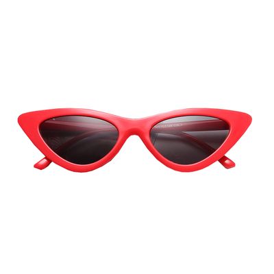 FOURCHEN Sunglasses for kids, Bold Retro Oval Mod Thick Frame Sunglasses Round Lens Clout Goggles (cat eye red)