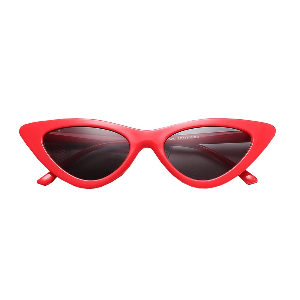 FOURCHEN Sunglasses for kids, Bold Retro Oval Mod Thick Frame Sunglasses Round Lens Clout Goggles (cat eye red)