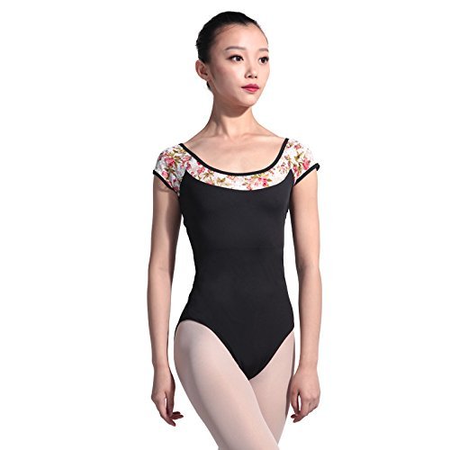 117142209 Half Sleeve Lace Ballet Dance Leotards For Girls Women(Black, M)