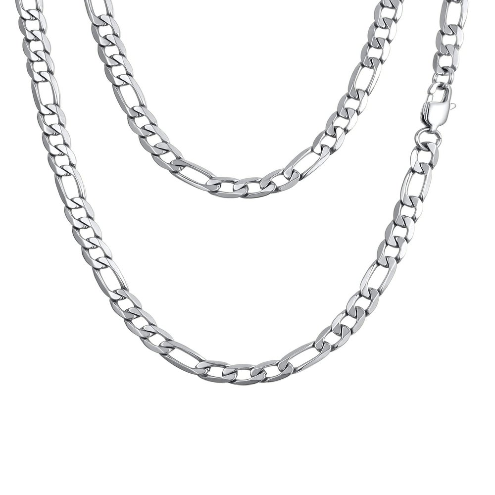 PROSTEEL Mens Figaro Chain Necklace 20 inch 6mm Men Jewelry Making Flat Link Chains Stainless Steel Necklaces