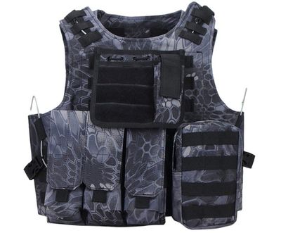 Invenko Trainning Tactical Airsoft Paintball Sports Games Shooting Cosplay Hunting Outdoor Molle Police Sequrity Guard Duty Vest (Black Python)