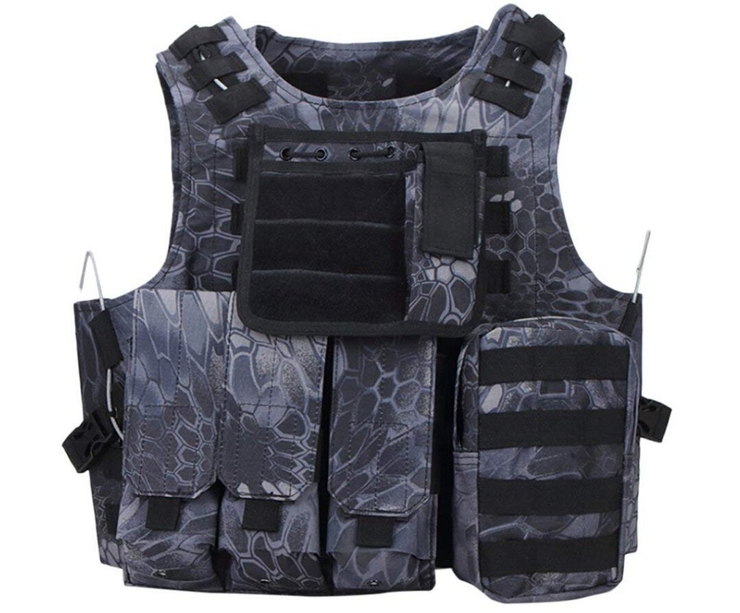 Invenko Trainning Tactical Airsoft Paintball Sports Games Shooting Cosplay Hunting Outdoor Molle Police Sequrity Guard Duty Vest (Black Python)