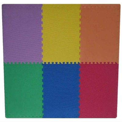 EVA Foam Floor Mat Interlocking Exercise Gym Puzzle Tiles 24" x 24" x 3/8"(10mm),Color: Multi-Color (Blue, RED, Green, Yellow,Orange, Purple) (Square FEET: 120)