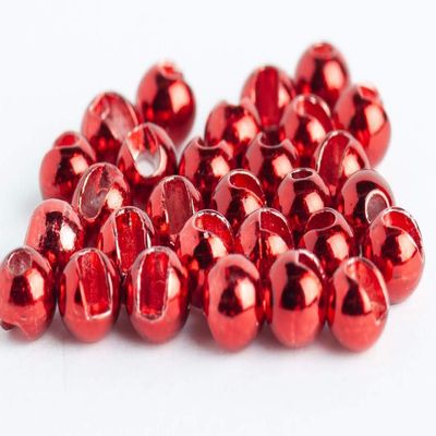 Blue Wing Olive Slotted Tungsten Beads for Fly Tying- 100 Pack (Metallic Red, 3.2 mm (1/8"))