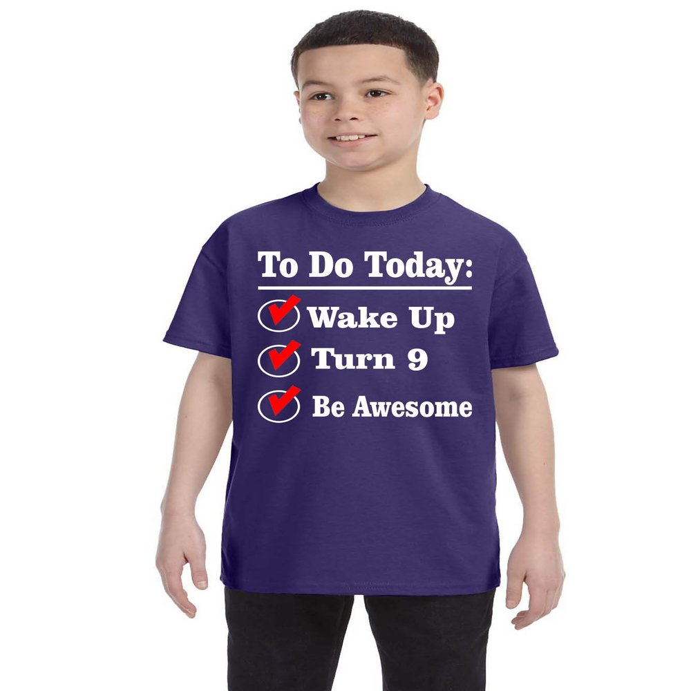 ALLNTRENDS Kids T Shirt Turn 9 Birthday Outfit Eight Year Old Gift 8th Cool Bday (M, Purple)