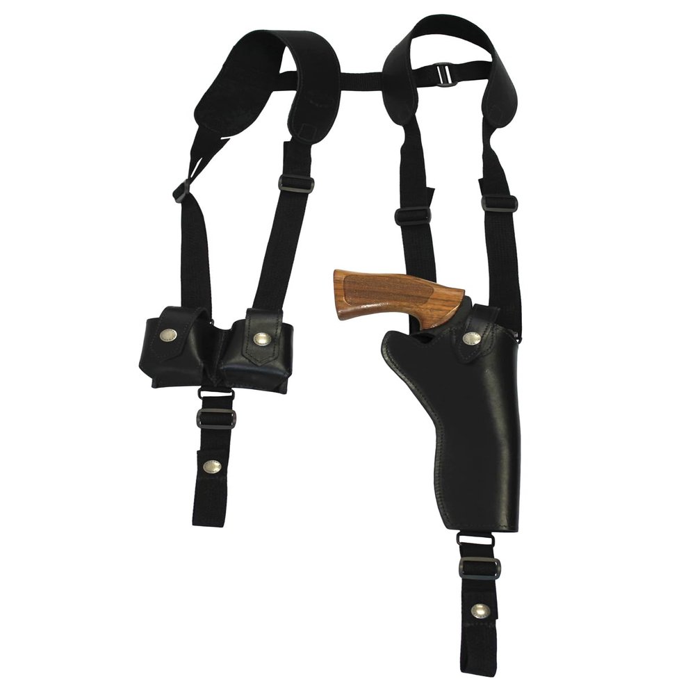 Barsony Black Leather Vertical Shoulder Holster w/Speed-Loader Pouch for 6" COLT Single Action Army Left