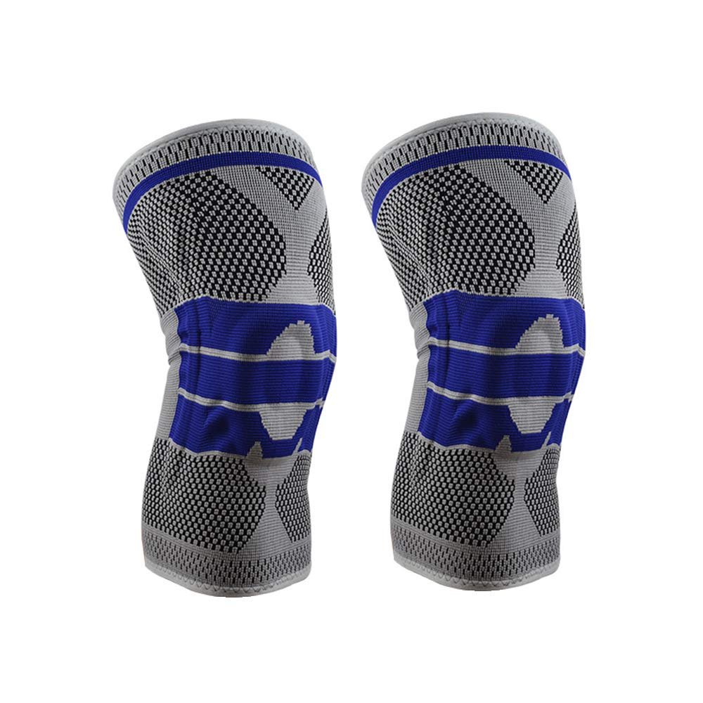 Knee Support Compression Sleeve, 2 Pack Elastic Knee Pads/Crashproof Silicone Padded Bracket Knee & Leg Protective Braces for Sports/Athletics/Patella Stabilizer/Meniscus Tear/Arthritis Pain Relief