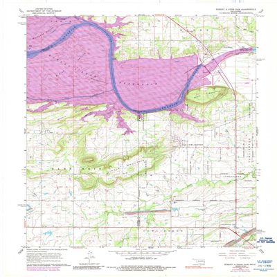 YellowMaps Robert S Kerr Dam OK topo map, 1:24000 Scale, 7.5 X 7.5 Minute, Historical, 1967, Updated 1989, 27.4 x 22.5 in - Tyvek
