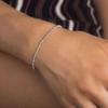 Devin Rose Adjustable Bolo Slider Dainty Tennis Bracelet for Women made with 2mm Faceted Crystals in Rhodium Plated Brass White view 2