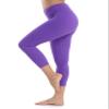 XTUPO High Waist Yoga Pants for Women with Pockets Leggings for Workout Running Tummy Control 4 Way Stretch Fabric Violet Capri view 1