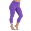 XTUPO High Waist Yoga Pants for Women with Pockets Leggings for Workout Running Tummy Control 4 Way Stretch Fabric Violet Capri view 4