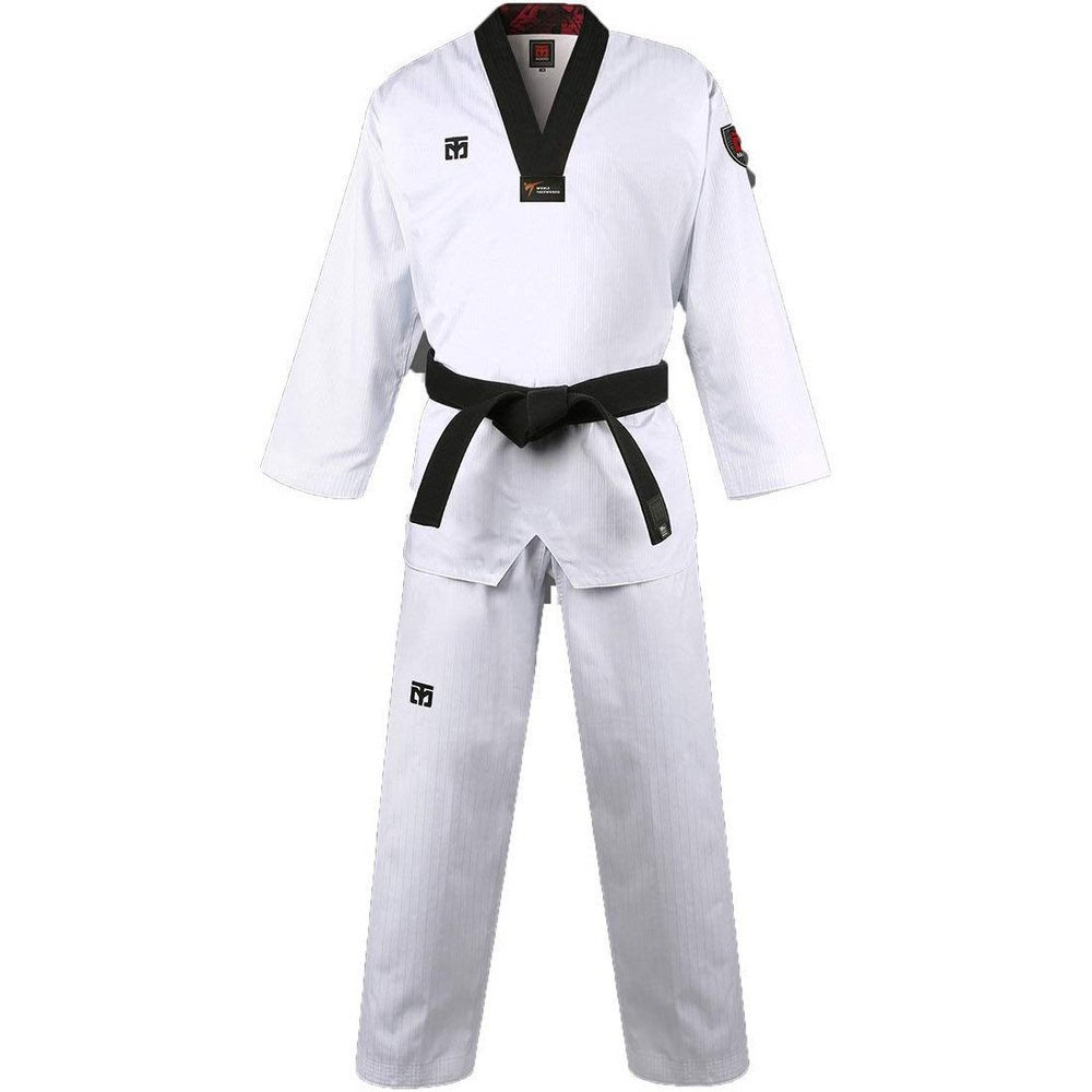 MOOTO Korea Taekwondo Basic 4.5 Uniform Dobok Black Neck WT Logo TKD Martial Arts (190 (Height : 190~199cm)(6.23~6.53ft)