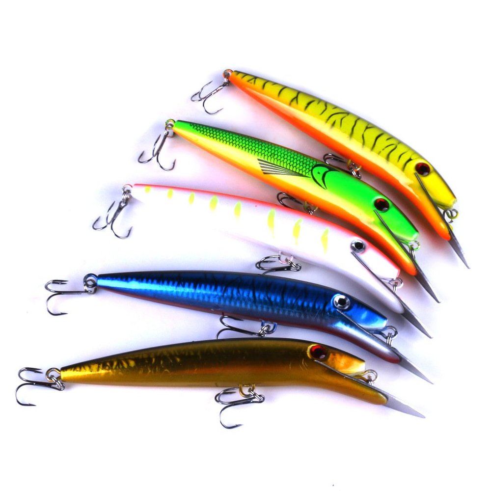 LENPABY 5PCS Minnow VIB Lure 3D Artificial Minnow Fishing Lures Baits 45G/19.7CM