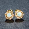 Opal Earring 925 Silver Plated Fashion Simple Engaged Jewelry (Gold) view 3