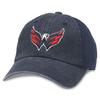 AMERICAN NEEDLE Raglan Bones Officially Licensed NHL Mesh Strapback Hat, Washington Capitals, Navy (41152A-WAC) view 1