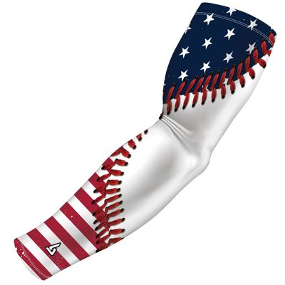 B-Driven Premium Pro-Fit Sports Compression Arm Sleeve (Single) Patriotic Designs Baseball Arm Sleeves - Men Women Youth