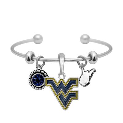 Sports Accessory Store West Virginia Home Sweet Home Silver Crystal Cuff Bracelet WVU