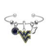 Sports Accessory Store West Virginia Home Sweet Home Silver Crystal Cuff Bracelet WVU view 1