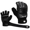 FitsT4 Sports Half Mitts MMA UFC Training Boxing Punch Bag Kickboxing Sparring Grappling Martial Arts Muay Thai Taekwondo Wrist Wraps Support Gloves for Women Men Kids Black L view 2