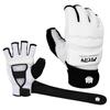 FitsT4 Sports Half Mitts MMA UFC Training Boxing Punch Bag Kickboxing Sparring Grappling Martial Arts Muay Thai Taekwondo Wrist Wraps Support Gloves for Women Men Kids White M view 2