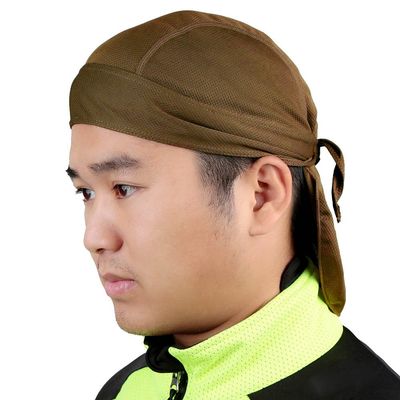 Bandana Headbands Sweat Wicking Beanie Cap Adjustable Hat Cap Skull Cap Head Wrap For Men and Women Fits under Helmets and Baseball Cap Beanie Cycling (Brown)