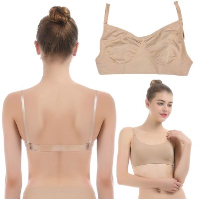 iMucci Clear Strap Bra Professional Dance Bras NO Sponge Invisible Ballet Top