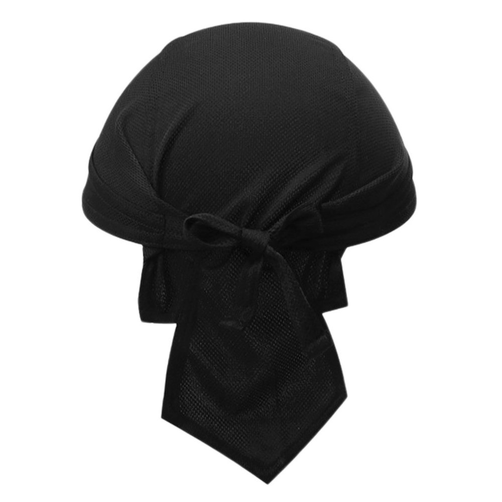 Bandana Headbands Sweat Wicking Beanie Cap Adjustable Hat Cap Skull Cap Head Wrap For Men and Women Fits under Helmets and Baseball Cap Beanie Cycling (Black(2PCS))