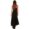 2018 Casual Women's Suspenders Lotus Keaf Large Swing Split Dress Woman Evening Dress Long Skirt Black view 4