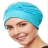 Beemo Swim Caps for Women Swimming Turban Polyester Latex Lined Pleated for Ladies - Turquise view 1