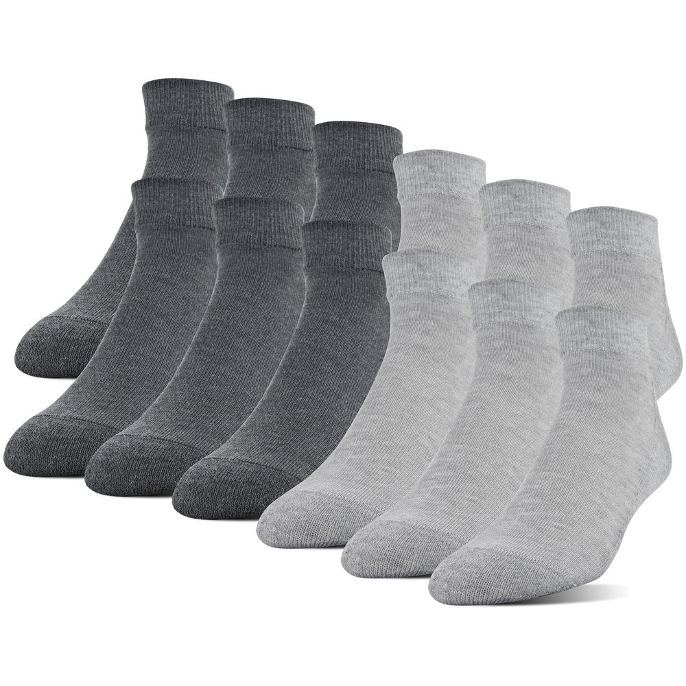 Gildan Men's Polyester Half Cushion Low Cut Socks, 12-Pack Sockshosiery, grey, Shoe Size: 6-12