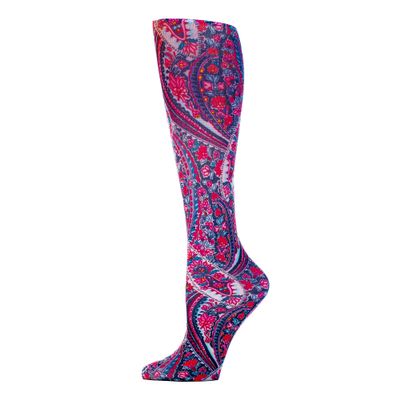 Celeste Stein Moderate Compression Knee High Stockings Wide Calf-Mauve Paisley