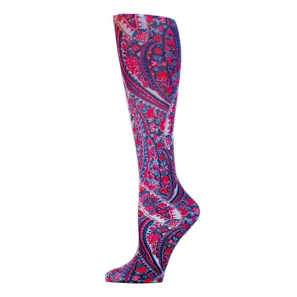 Celeste Stein Moderate Compression Knee High Stockings Wide Calf-Mauve Paisley
