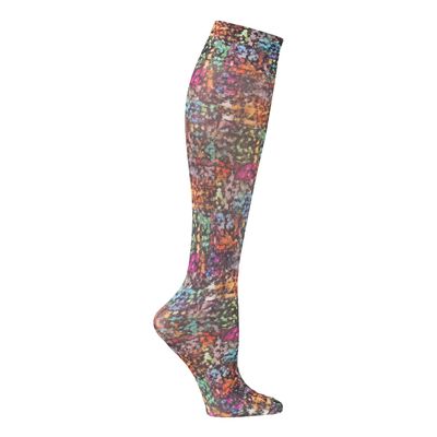 Celeste Stein Moderate Compression Knee High Stockings Wide Calf-Rainbow Pixels