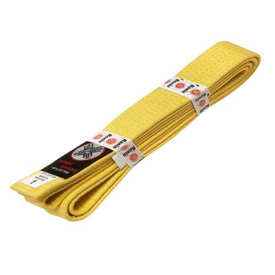 Ronin Brand Martial Arts Uniform Solid Colored Rank Belt Yellow, Green, Orange, Blue, Purple, Red, Brown, & Black - Premium Quality (Yellow, 4)