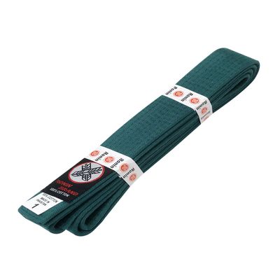 Ronin Brand Martial Arts Uniform Solid Colored Rank Belt Yellow, Green, Orange, Blue, Purple, Red, Brown, & Black - Premium Quality (Green, 7)