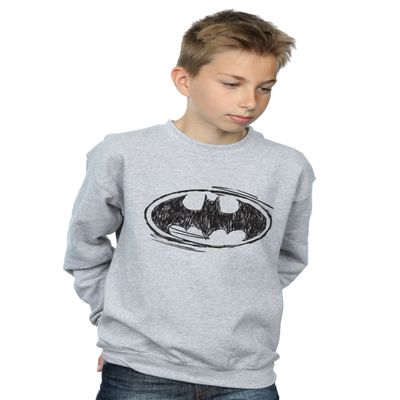 DC Comics Boys Batman Sketch Logo Sweatshirt Sport Grey 5-6 Years