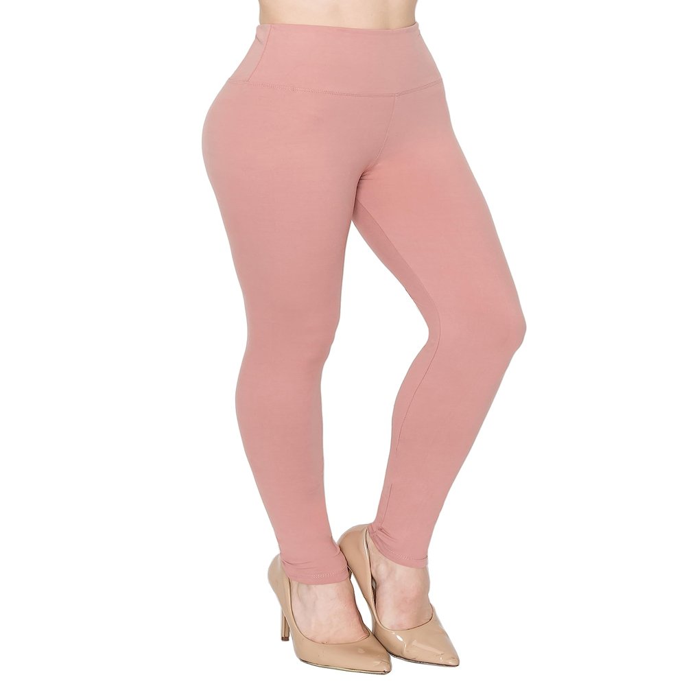 ALWAYS Women's Super High Waist Leggings - Premium Buttery Soft Yoga Workout Stretch Solid Pants Mauve Plus Size